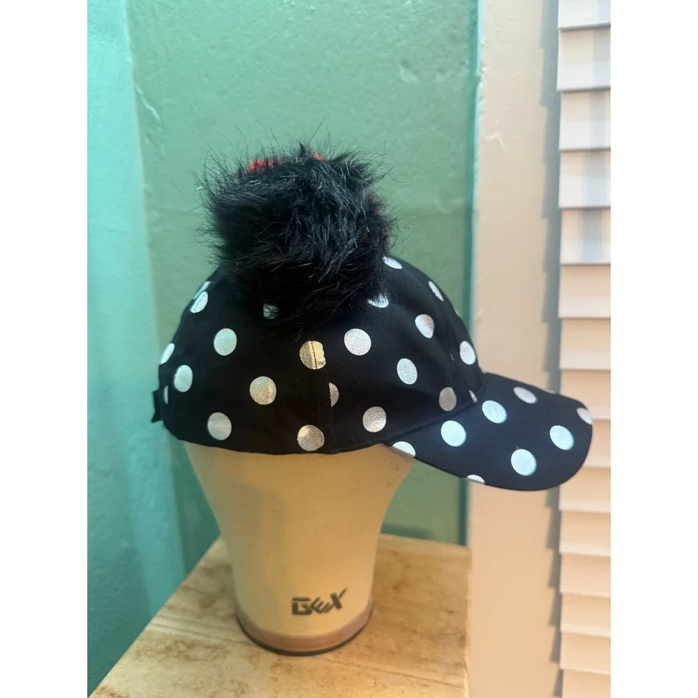 Disney Parks Minnie Mouse Fuzzy Ears Trucker Hat Cap Adjustable Red Bow